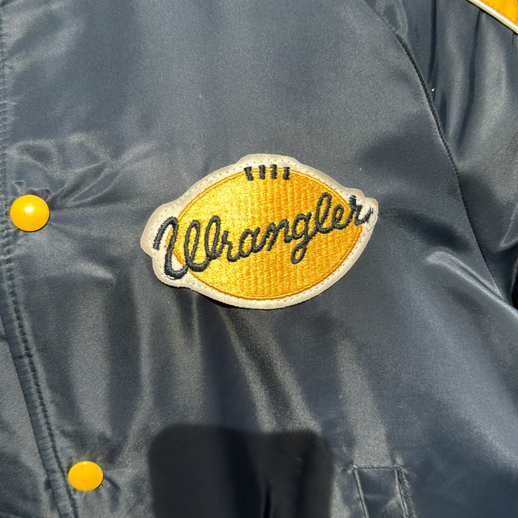 Nos Vintage Wrangler Quilted Jacket Xl 18/20 Boys Snap Sports Z Black Gold As Is